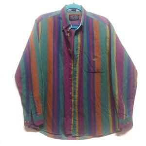Oscar De La Renta Shirt Mens Size Medium Multicolor Striped Button Down